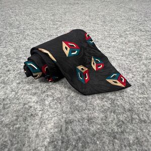 Studio R Men's Tie Black Red‎ Blue 100% Silk Hand Finished Made in USA Necktie